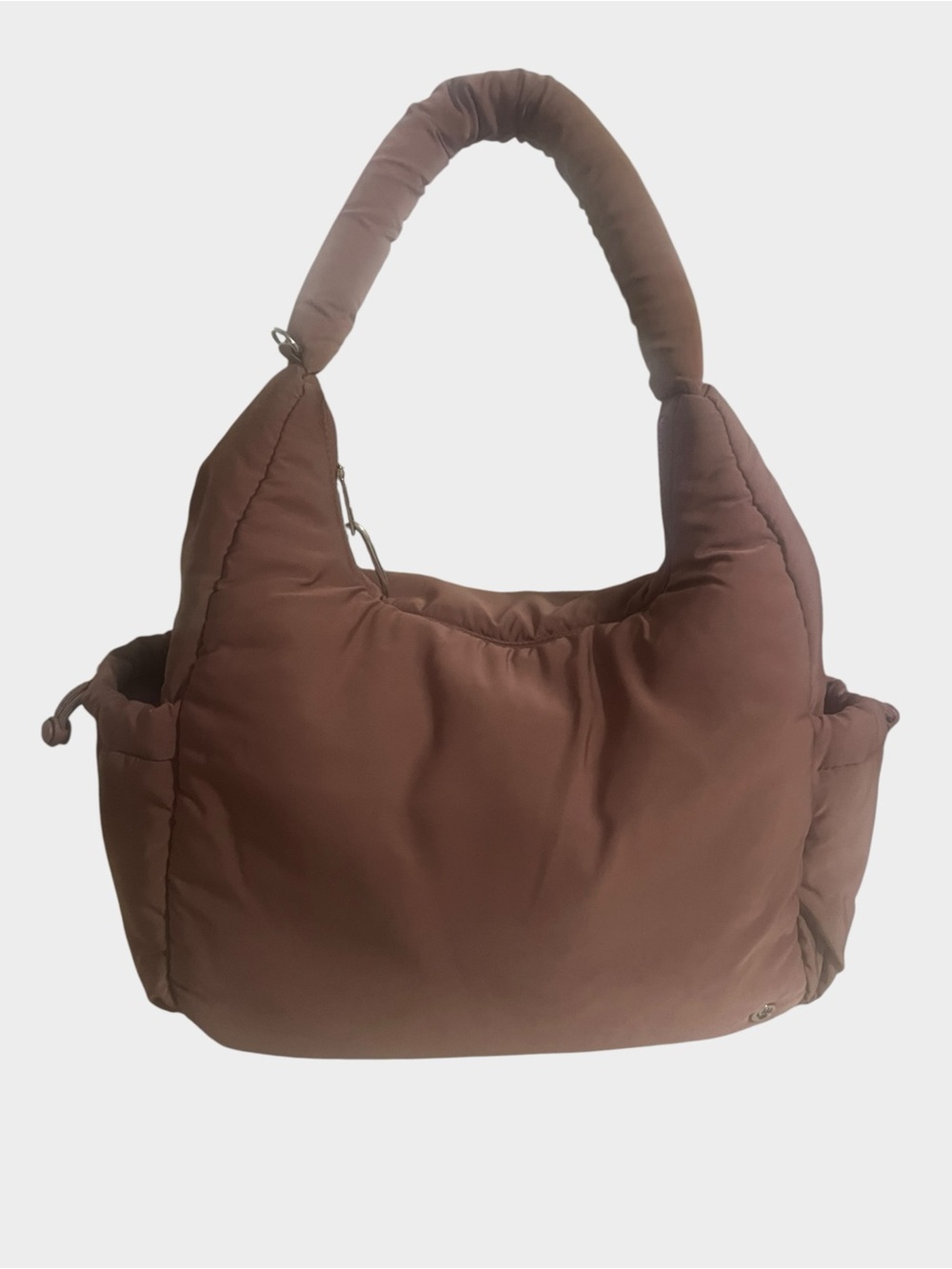 Bearpaw Puffer Shoulder Bag Dusty Mauve Rose Brown Nylon Hobo Tote